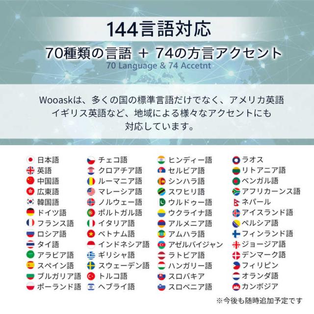 ウェザリージャパン　高性能AI翻訳機 Wooask カメラ翻訳機能付き SIM不要 144言語対応 オフライン対応　W12_2