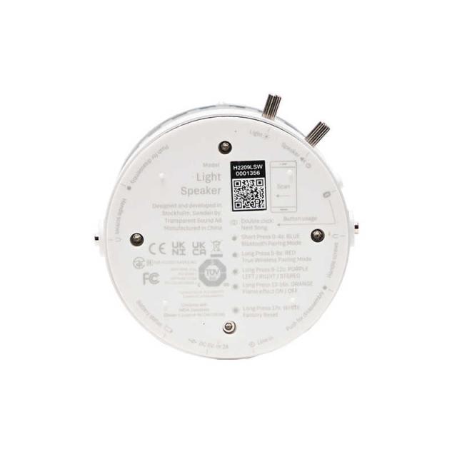 TRANSPARENTSPEAKER　ブルートゥーススピーカー Light Speaker ホワイト TLSW ［防滴 /Bluetooth対応］　TLS-W_2