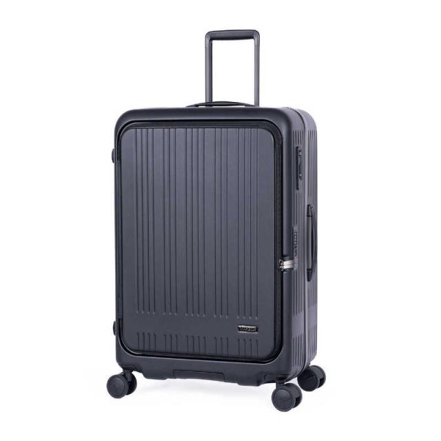 A.L.I　スーツケース ジッパータイプ 宿泊目安：7〜9日間 99L 横開きフロントオープン 前輪ストッパー 内装抗菌・防臭加工 墨色　MX-8011RV-28