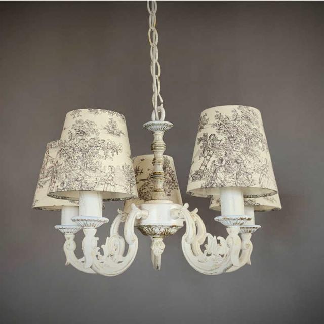 クラシカ　LED照明 ペンダントライト 5灯 電球付属 シャンデリアライト トワル・ド・ジュイ　KSN-5102SWtdj-G