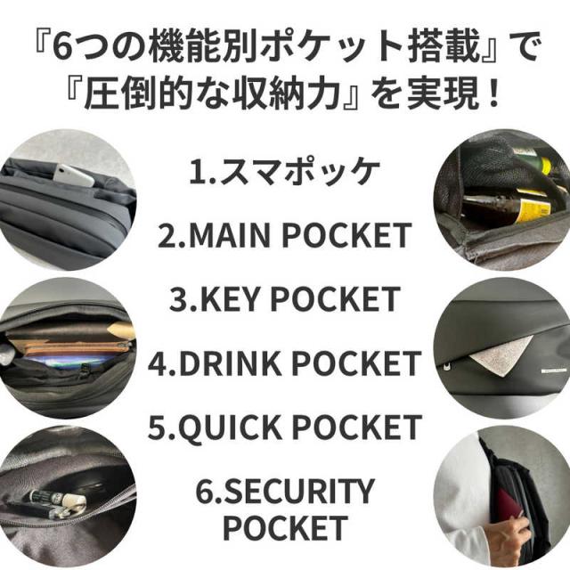 NIG　防水ボディバッグ QUICK PACK TRASPO ミニタブレット対応 3.1リットル 6＋5収納 大容量 ニグ ダークグレー　QP9TRASPODG_7