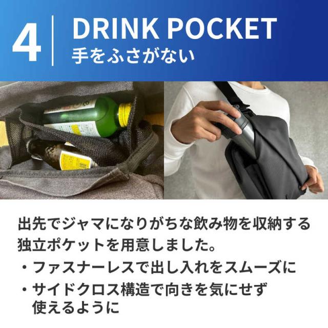 NIG　防水ボディバッグ QUICK PACK TRASPO ミニタブレット対応 3.1リットル 6＋5収納 大容量 ニグ ダークグレー　QP9TRASPODG_12