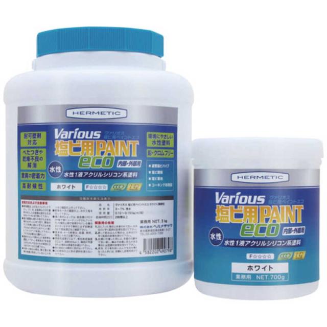 日本ヘルメチックス　塩ビ用塗料 ヴァリオス 塩ビペイント Eco アイボリー 3kg　PVCPAINTECOIV3