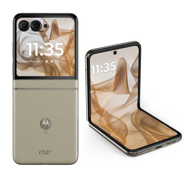 モトローラ　SIMフリースマートフォン razr 50 MediaTek Dimensity 7300X 6.9インチ メモリ/ストレージ：12GB/512GB サンドクリーム　PB230001JP