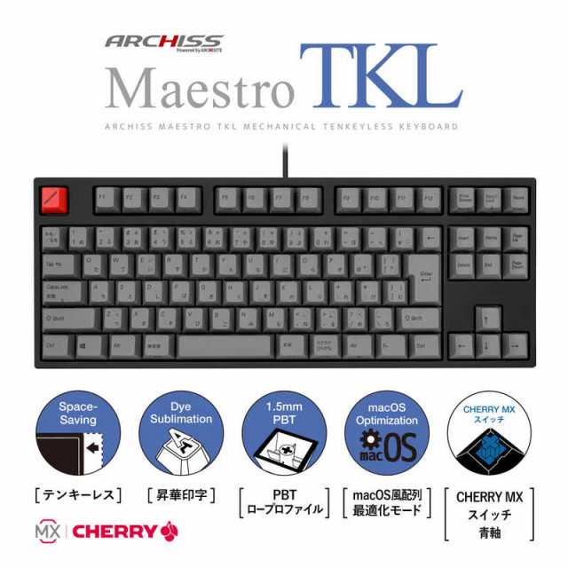 ARCHISS アーキス　Maestro TKL(CHERRY MX 青軸・Windows11  macOS対応) メカニカル テンキーレス 日本語JIS配列 91キー [有線 USB]　ASK
