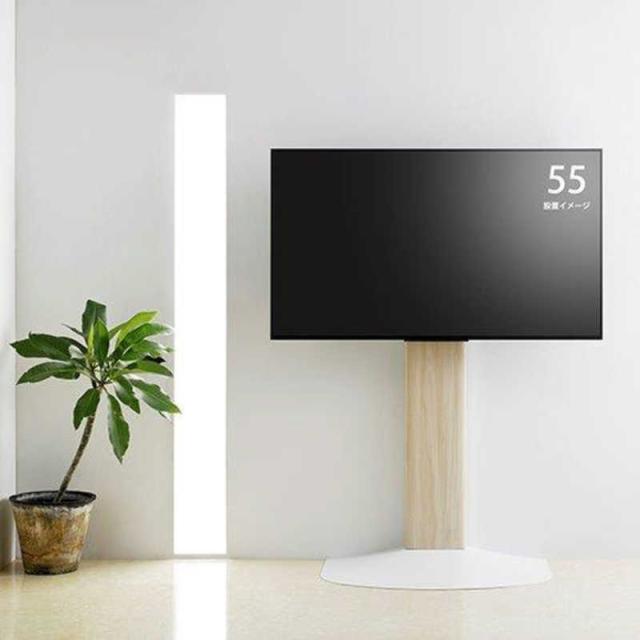 朝日木材　40〜77インチ対応 テレビスタンド (壁寄せ・ハイタイプ) ナチュラル木目＆ホワイト　WS-B840-NA_2