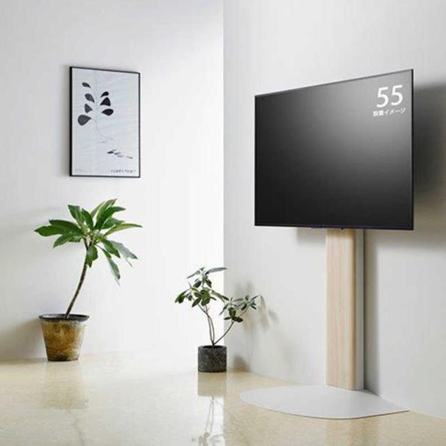 朝日木材　40〜77インチ対応 テレビスタンド (壁寄せ・ハイタイプ) ナチュラル木目＆ホワイト　WS-B840-NA_3