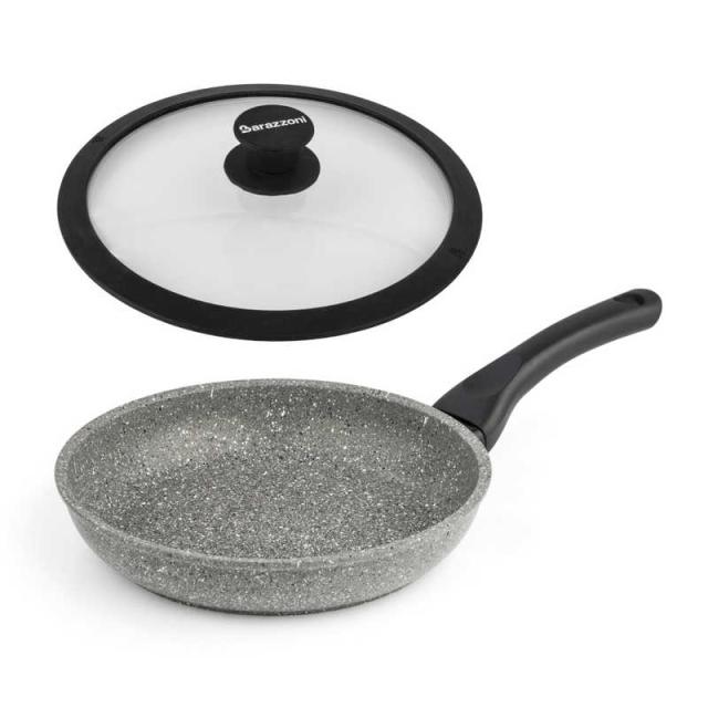 BARAZZONI　シリコンエッジ耐熱ガラス蓋付 IH対応 フライパン 20cm MONOLITICA INDUCTION グレー［IH対応］　85510602089-SL
