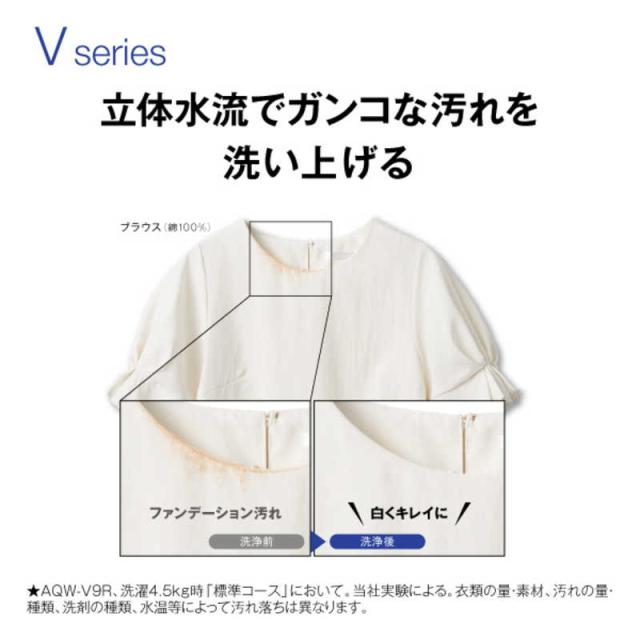 アクア AQUA 全自動洗濯機 9kg 洗濯3.0kg ホワイト AQW-V9RBK-W（標準