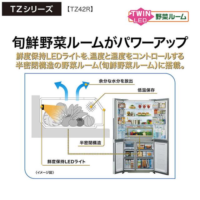 アクア AQUA 冷蔵庫 4ドア 420L フレンチドア(観音開き) 幅70cm サテン
