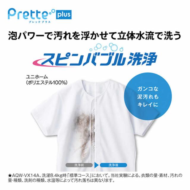アクア　AQUA　全自動洗濯機 洗濯14.0kg Prette plus プレッテプラス VXシリーズ 自動投入 シルキーブラック　AQW-VX14A-K（標準設置無料）_5