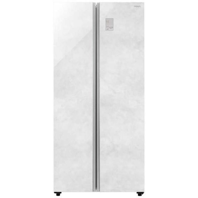アクア　AQUA　冷蔵庫 2ドア 475L フレンチドア(観音開き) タッチパネル 幅83.5cm クリアマーブルホワイト　AQR-SBS48A-W（標準設置無料）