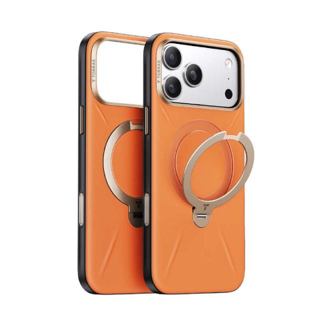 TORRASトラス　Torras - Ostand Q3 レザートーン Case for iPhone 17 Pro Max オレンジ　X00FX3082