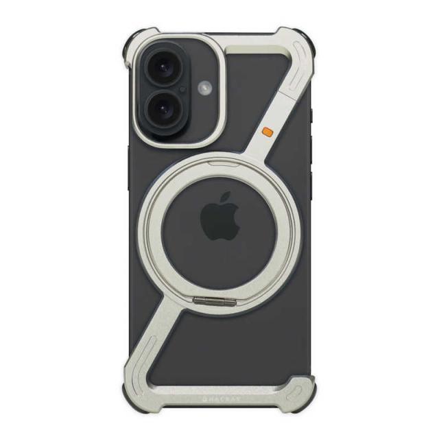 ROA　iPhone 16(6.1インチ) 360 RingStandバンパー ケース Hacray アルミ・シルバー　HR27181i16