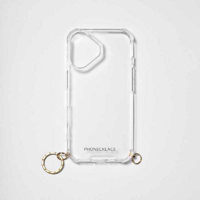 ROA　iPhone 16(6.1インチ) チェーンショルダーストラップ付キクリアケース PHONECKLACE ゴールド　PN27189i16