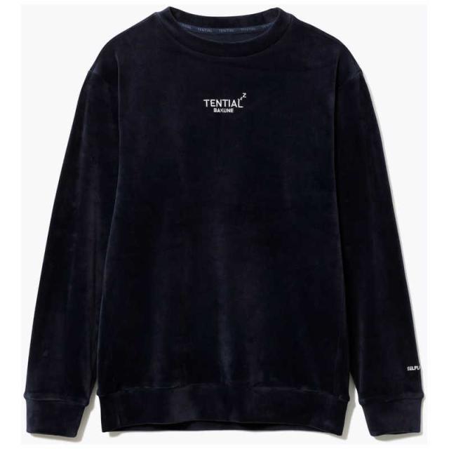 TENTIAL BAKUNEベロアロングスリーブクルーネックネイビー(M