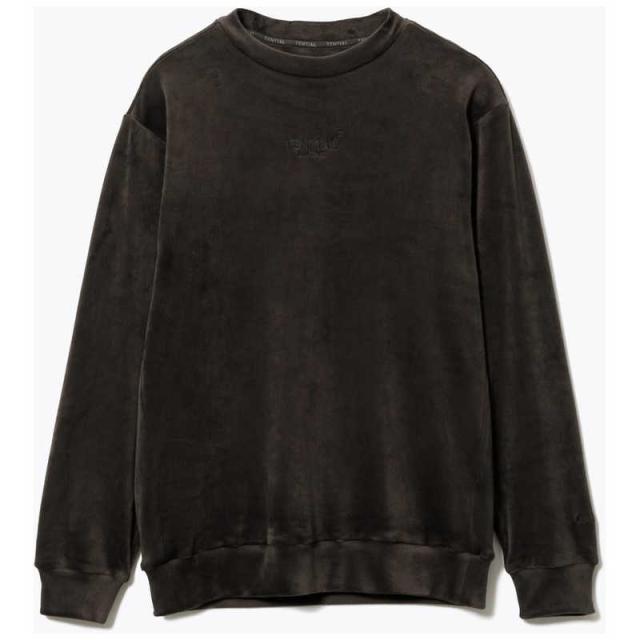 TENTIAL BAKUNEベロアロングスリーブクルーネックブラウン(L