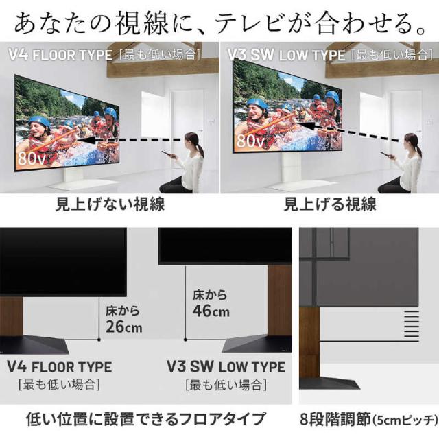 ナカムラ　50〜100V型対応 テレビスタンド WALL V4 (フロアタイプ) ウォールナット　WLTVJ5238_3