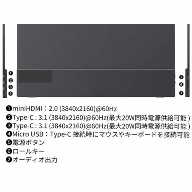 JAPANNEXT 17.3インチ 4K(3840x2160)解像度 モバイルモニター USB Type