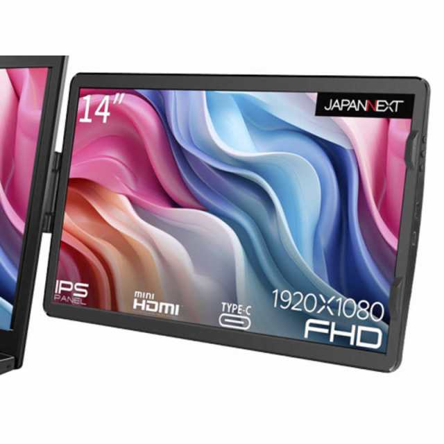 JAPANNEXT　14インチ 1920x1080解像度 ノートPC装着型モバイルモニター USB Type-C miniHDMI ［11.6型 /フルHD(1920×1080) /ワイド］　J