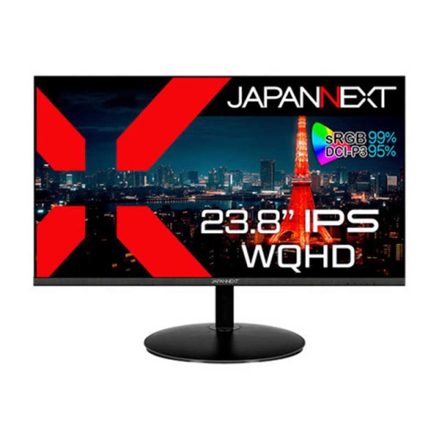JAPANNEXT　IPSパネル搭載 液晶モニター HDMI DP DVI-I sRGB：99％ DCI-P3：95％ ［23.8型 /WQHD(2560×1440) /ワイド］　JN-IPS2380FLWQHD-N