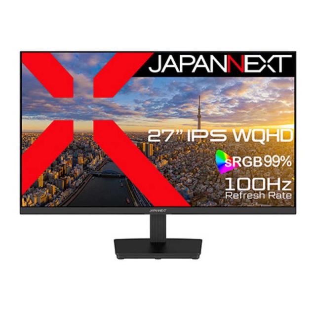 JAPANNEXT　27インチ IPSパネル搭載 WQHD(2560x1440)解像度 液晶モニター HDMI DP HDR sRGB：99％ ［27型 /WQHD(2560×1440) /ワイド］　JN-IPS273WQHD