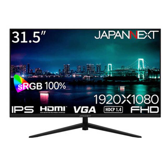 JAPANNEXT　31.5インチ IPSパネル搭載 フルHD(1920x1080)解像度 液晶モニター sRGB：100％ HDMI VGA (2年保証) ［31.5型 /フルHD(1920×1080) /ワイド］　JN-IPS315F_1
