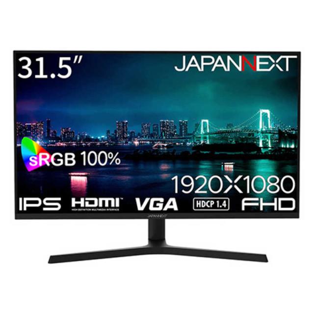 JAPANNEXT　31.5インチ IPSパネル搭載 フルHD(1920x1080)解像度 液晶モニター sRGB：100％ HDMI VGA 高さ調整 ピボット機能搭載 (2年保証)　JN-IPS315F-HSP_1