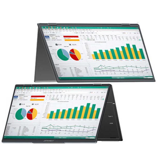 モバイルモニター 【15.6インチ 1920*1080 フルHD】 キックスタン JAPANNEXT デュアルモバイルモニター HDMI USB Type-C 3画面拡張