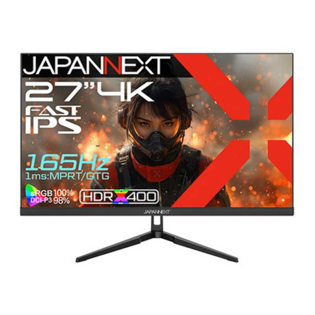 JAPANNEXT　ゲーミングモニター FAST IPSパネル搭載 165Hz/1ms(MPRT)対応 HDMI2.1 DP sRGB：100％ (2年保証) ［27型 / 4K(3840×2160) / ワイド］　JN-IPS27G165U