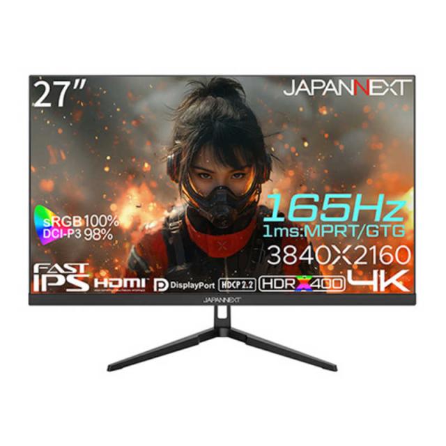 JAPANNEXT　ゲーミングモニター FAST IPSパネル搭載 165Hz/1ms(MPRT)対応 HDMI2.1 DP sRGB：100％ (2年保証) ［27型 / 4K(3840×2160) / ワイド］　JN-IPS27G165U_1