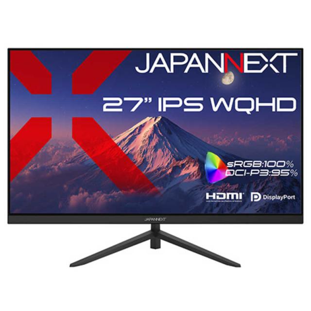 JAPANNEXT　27インチ IPSパネル搭載 WQHD(2560x1440)解像度 液晶モニター HDMI DP sRGB：100％ DCI-P3：95％ (2年保証)　JN-i27Q2