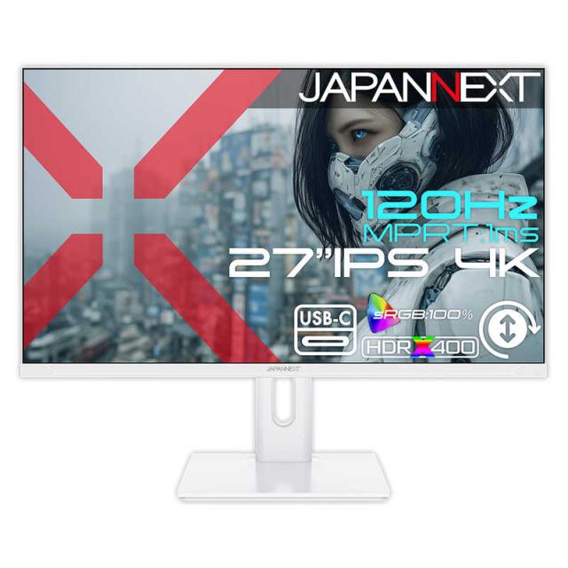 JAPANNEXT　 ゲーミングモニターホワイト HDMI2.1 DPDSC USB-C最大65W JN-IPS27G120U-HSPC6-W ［27型 / 4K(3840×2160) / ワイド / 120Hz］