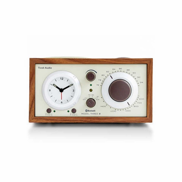 TIVOLIAUDIO　Model Three BT｜AM/ ワイドFM/ Bluetooth クロック付ラジオスピーカー Beige-Classic Walnut Beige-Classic Walnut　M3US