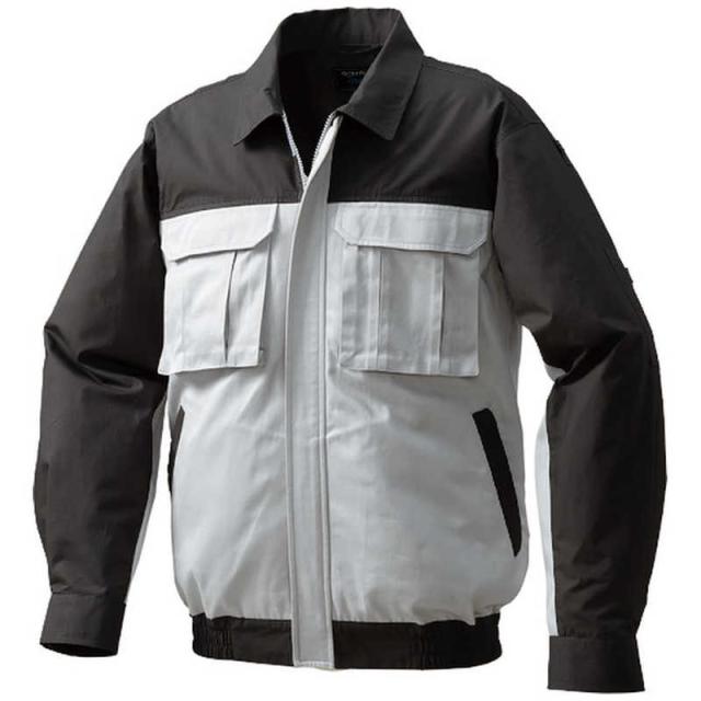 空調服　綿厚手脇下マチ付き ウェアのみ シルバー×ダークグレー M　KU91920C06S2