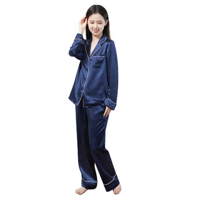 ユノキ　最上位ランク ( 6Aランク ) シルク パジャマ長袖 M ネイビー　CXSYSLXYM 19,096円