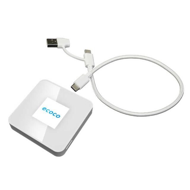 リーフラント　(契約不要)(月額費用不要)(バッテリーレス)ecoco 液晶搭載型モバイルWiFi データチャージ10GB付 ホワイト　TD20-10-WH