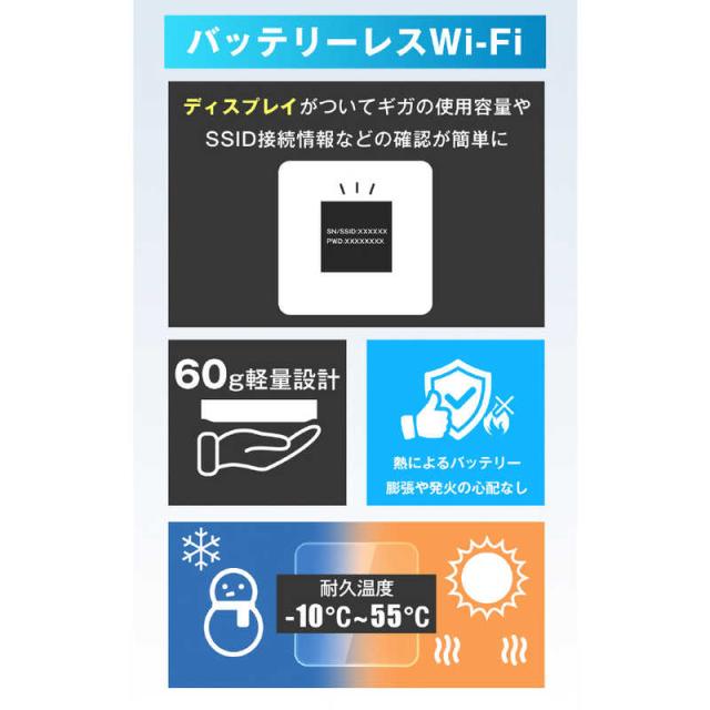 リーフラント　(契約不要)(月額費用不要)(バッテリーレス)ecoco 液晶搭載型モバイルWiFi データチャージ10GB付 ホワイト　TD20-10-WH_2