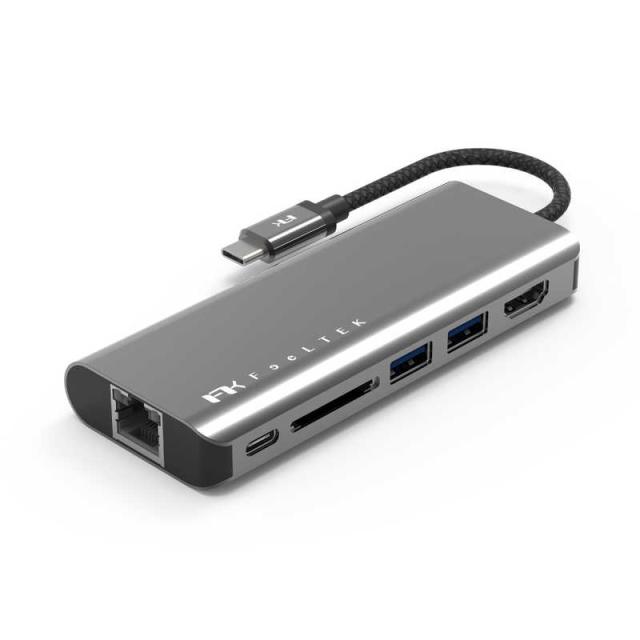 FEELTEK　USB-C オス→メス HDMI /SDカードスロット/LAN/USB-Ax2＋USB-Cメス給電 /USB Power Delivery対応　HCM006AP2Fの通販は
