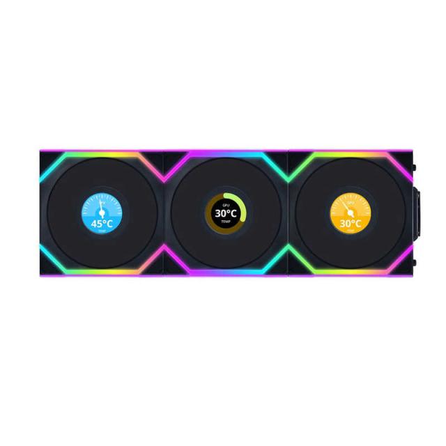 LIANLI　UNI FAN SL LCD Wireless 120 BK Triple Pack ブラック　UF-SL120-LCD-WLS-3B
