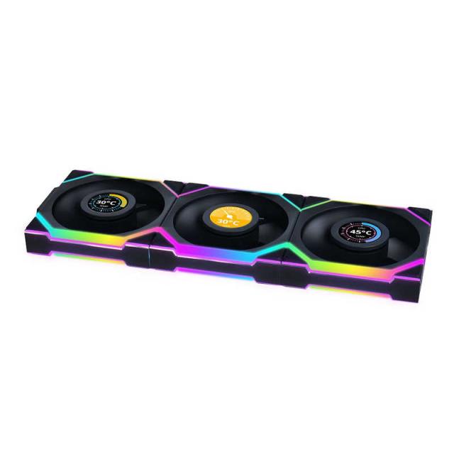 LIANLI　UNI FAN SL LCD Wireless 120 BK Triple Pack ブラック　UF-SL120-LCD-WLS-3B