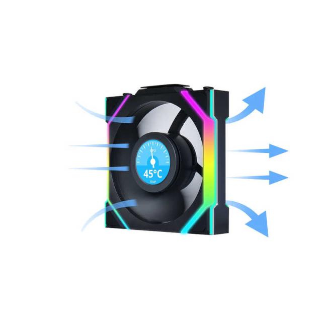 LIANLI　UNI FAN SL LCD Wireless 120 BK Triple Pack ブラック　UF-SL120-LCD-WLS-3B
