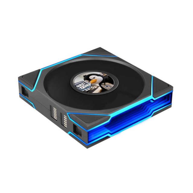 LIANLI　ケースファン 液晶搭載［120mm / 1900RPM］ 標準ブレード シングルパック UNI FAN TL FLEX 120 ブラック　12TLLCD1F1B