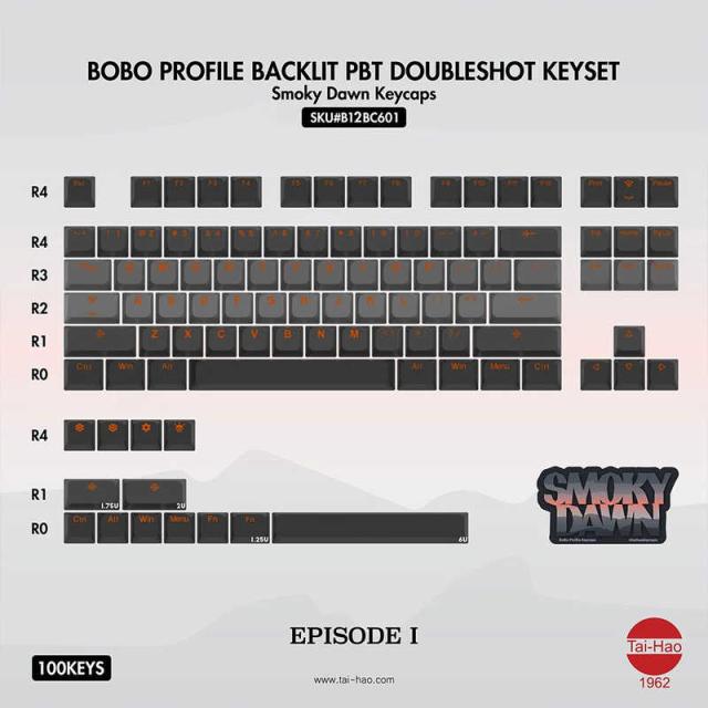 Tai-Hao　BOBO PBT BACKLIT Type Smoky Dawn ゲーミングキーキャップ グレー　th-bobo-smokey-dawn-keycap-set_9