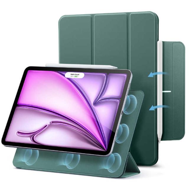ESR　13インチiPad Air(M3/M2)、12.9インチ iPad Pro(第6/5/4世代)用 マグネットケース 三つ折りスタンド フォレストグリーン　1B1980902