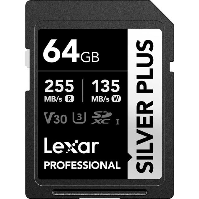LEXAR　SDXCカード Professional SILVER PLUSシリーズ V30 UHS-I U3 読出速度 最大255MB/s ［64GB］　LSDSIPL064G-BNNPJ
