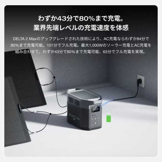 エコフロー　EcoFlow ポータブル電源 DELTA 2 Max [2048Wh /15出力 /ソーラーパネル(別売)] 　 EFDELTA2MAX-JP｜au PAY マーケット