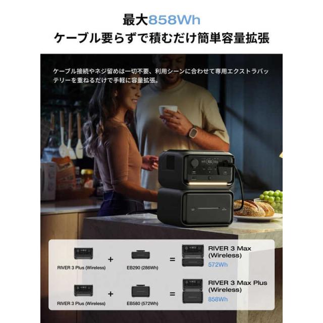 エコフロー　EcoFlow RIVER 3 Plus wireless ［リン酸鉄リチウムイオン電池 / 7出力］　EFRIVER3PLUS-W-JP-CBOX_18