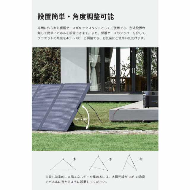 エコフロー EcoFlow 400W 折りたたみ式ソーラーパネル SOLAR400W-JPの ...