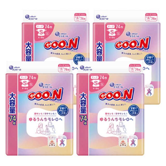 大王製紙　(ケース販売)グーン ゆるうんちモレ0へ Sサイズ 74枚×4　グンユルウンチS74